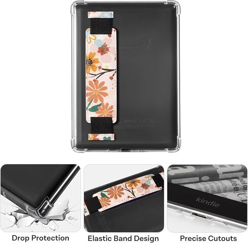 CoBak Clear Case for 6" Kindle 11th Generation 2022 with Elastic Hand Strap - Ultra-Slim Soft TPU Transparent Cover, Lightweight & Durable Protection in Saudi Arabia