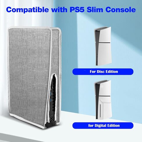 WAOYER Dust Cover for PS5 Slim Disc/Digital Version, Dust Proof Protective Case Anti Scratch Sleeve for Playstation 5 Slim Accessories-Gray in Kuwait