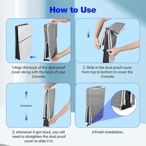 WAOYER Dust Cover for PS5 Slim Disc/Digital Version, Dust Proof Protective Case Anti Scratch Sleeve for Playstation 5 Slim Accessories-Gray in Kuwait