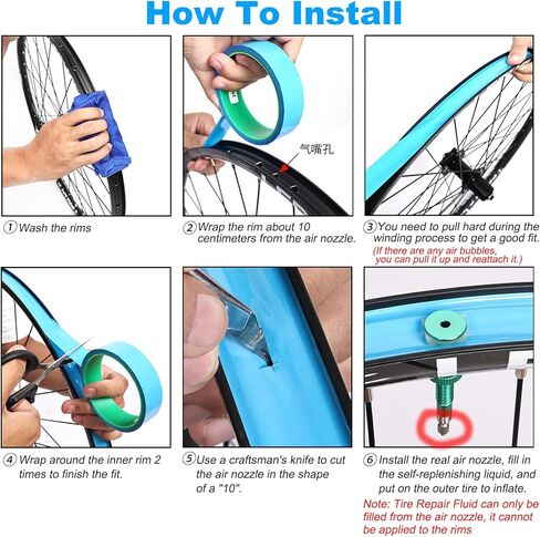 شريط حافة الدراجة بدون أنابيب 700C متقدم، شريط حافة الدراجة أزرق، العرض 21/23/25/27/29/32/35 مم × الطول 10 متر، شرائط حماية حافة الدراجة لعجلة حافة الطريق MTB/ in Kuwait