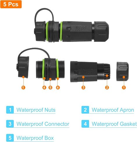 MECCANIXITY Waterproof RJ45 Coupler, Dual Head Shielded Female to Female Waterproof IP68 Ethernet Outdoor LAN Cable Connector for Cat5e, Pack of 2 (Green) in Kuwait