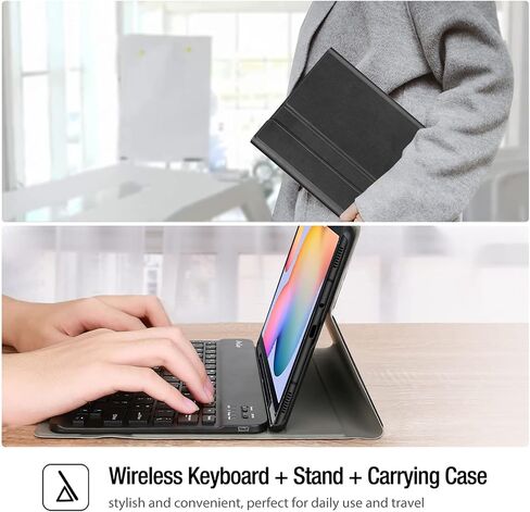 حافظة لوحة المفاتيح ProCase لجهاز Galaxy Tab S6 Lite 10.4 بوصة 2024 2022 2020، غطاء ذكي نحيف خفيف الوزن مع لوحة مفاتيح لاسلكية لجهاز Galaxy Tab S6 Lite 10.4 بوصة - أسود in Saudi Arabia