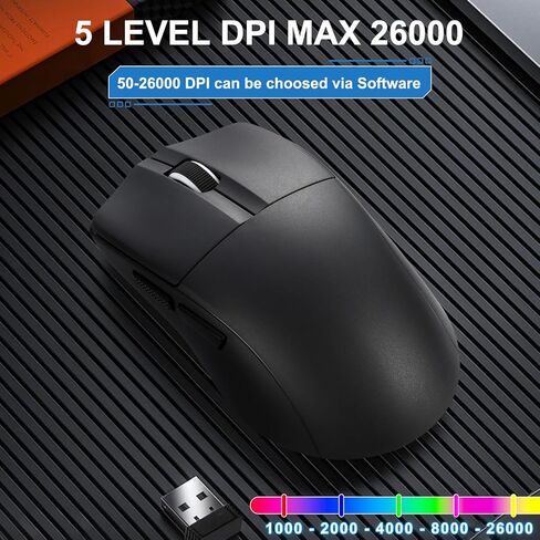 ماوس ألعاب لاسلكي HUO JI E-YOOSO، 49 جرام سوبر لايت، بلوتوث 5.1/2.4 جيجا/سلكي، 26000 نقطة في البوصة، 5 أزرار قابلة للبرمجة، بطارية قابلة لإعادة الشحن 150 ساعة، دعم البرامج للكمبيوتر الشخصي، ماك، أبيض in Kuwait