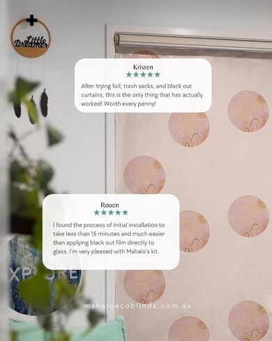 Mahalo Eco Blinds Blackout Blinds with Adhesive Hook and Loop, Black/White, 1.2, x 2m, 47.2" x 78.7" - Eco-Friendly Bio Plastic, Cut to Size Black Out Shade for Bedrooms, Kids Rooms, Nurseries in Saudi Arabia
