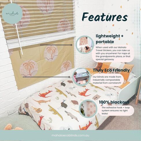 Mahalo Eco Blinds Blackout Blinds with Adhesive Hook and Loop, Black/White, 1.2, x 2m, 47.2" x 78.7" - Eco-Friendly Bio Plastic, Cut to Size Black Out Shade for Bedrooms, Kids Rooms, Nurseries in Saudi Arabia