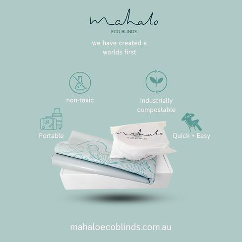 Mahalo Eco Blinds Blackout Blinds with Adhesive Hook and Loop, Black/White, 1.2, x 2m, 47.2" x 78.7" - Eco-Friendly Bio Plastic, Cut to Size Black Out Shade for Bedrooms, Kids Rooms, Nurseries in Saudi Arabia