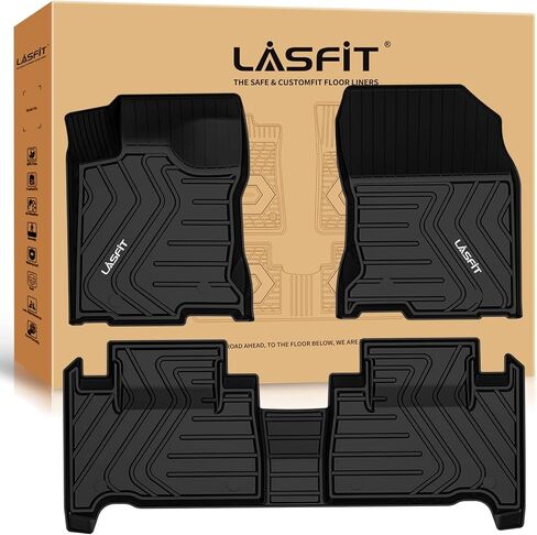 سجادات أرضية LASFIT لسيارة Lexus RX 2016-2022 (RX350/ RX450h) / 2018-2022 RXL (RX350L/ RX450hL)، بطانات أرضية مناسبة لجميع الأحوال الجوية، سجادات سيارة TPE تناسب جميع الأحوال الجوية، سجادات أمامية وخلفية، أسود in Saudi Arabia