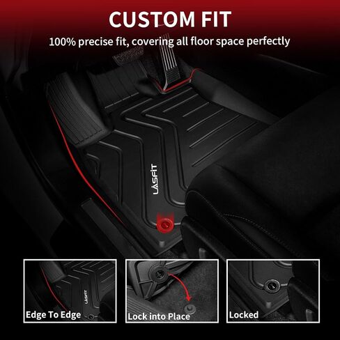 سجادات أرضية LASFIT لسيارة Lexus RX 2016-2022 (RX350/ RX450h) / 2018-2022 RXL (RX350L/ RX450hL)، بطانات أرضية مناسبة لجميع الأحوال الجوية، سجادات سيارة TPE تناسب جميع الأحوال الجوية، سجادات أمامية وخلفية، أسود in Saudi Arabia