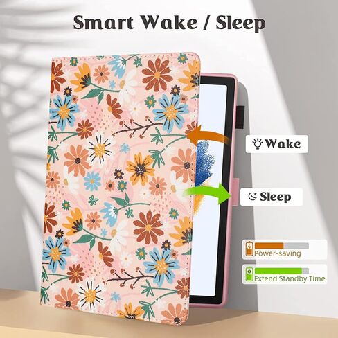 MonsDirect for Samsung Galaxy Tab A8 10.5 inch Case 2022, PU Leather Stand Protective Cover, Auto Wake/Sleep with Pen Holder & Card Slots for 10.5" Galaxy Tab A8 [SM-X200/X205/X207], Matisse Daisy in Saudi Arabia