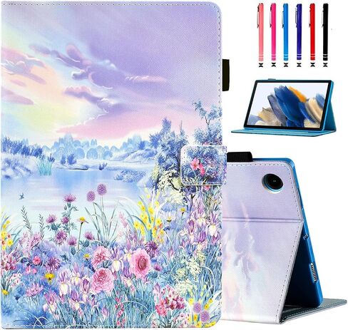MonsDirect for Samsung Galaxy Tab A8 10.5 inch Case 2022, PU Leather Stand Protective Cover, Auto Wake/Sleep with Pen Holder & Card Slots for 10.5" Galaxy Tab A8 [SM-X200/X205/X207], Matisse Daisy in Saudi Arabia
