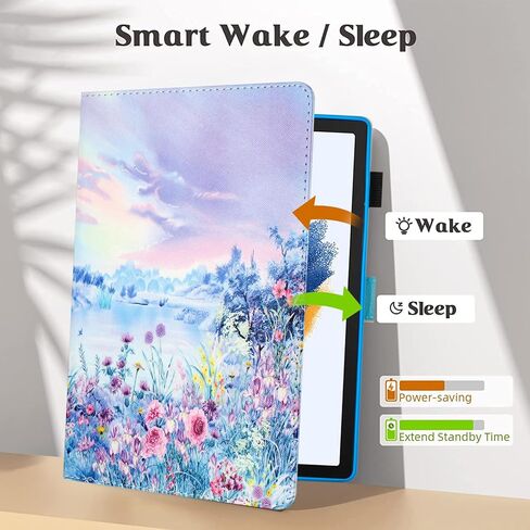MonsDirect for Samsung Galaxy Tab A8 10.5 inch Case 2022, PU Leather Stand Protective Cover, Auto Wake/Sleep with Pen Holder & Card Slots for 10.5" Galaxy Tab A8 [SM-X200/X205/X207], Matisse Daisy in Saudi Arabia