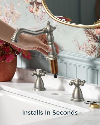 FORIOUS 3 Hole Bathroom Faucets, Matte Black Antique Brass Bathroom Sink Faucet Two Handle, 8 inch Widespread Bathroom Faucet with Metal Pop-up Drain & CUPC Hose, Vintage Bathroom Faucet for Farmhouse in Saudi Arabia