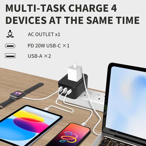 Universal Travel Adapter Converters, 12W GaN Adapter with 1 USB-C & 2 USB-A Ports, Worldwide AC Outlet for EU/UK/AUS/Ireland Plugs, Essential for Airplane Travel, 100-250V, Black in Saudi Arabia