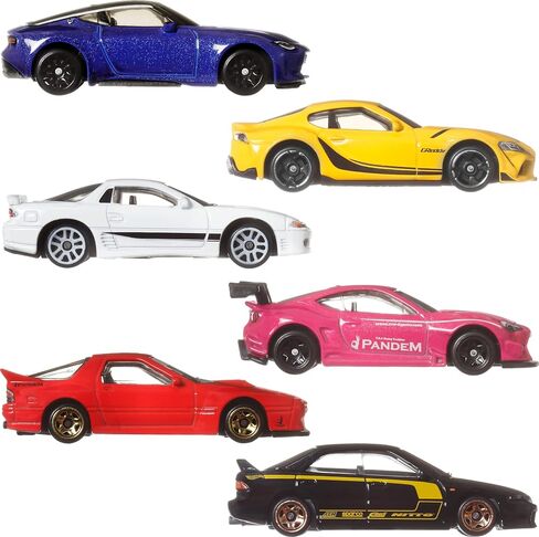 Hot Wheels 1:64 Scale Die-Cast Toy Cars, Set of 6 Japanese Vehicles with Elevated Deco (Styles May Vary) in Saudi Arabia