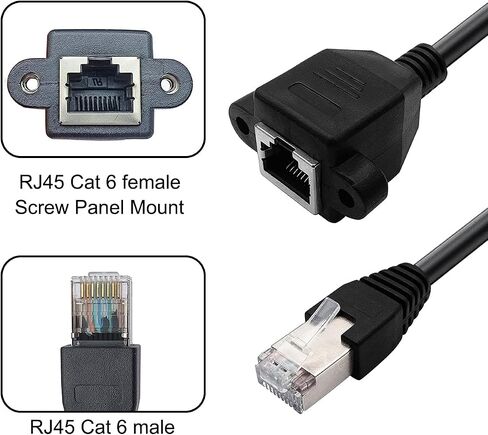 4 Pack Ethernet Extension Cable, CAT6 LAN RJ45 Network Patch Cord Male to Female Screw Panel Mount for Router Modem Smart TV PC Computer Laptop 30cm in Saudi Arabia