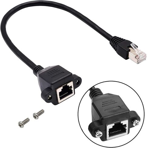 4 Pack Ethernet Extension Cable, CAT6 LAN RJ45 Network Patch Cord Male to Female Screw Panel Mount for Router Modem Smart TV PC Computer Laptop 30cm in Saudi Arabia