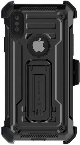 حافظة Ghostek Iron Armor متينة لهاتف iPhone Xs Max مع مشبك حزام ومسند (أسود) in Kuwait