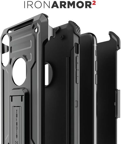 حافظة Ghostek Iron Armor متينة لهاتف iPhone Xs Max مع مشبك حزام ومسند (أسود) in Kuwait