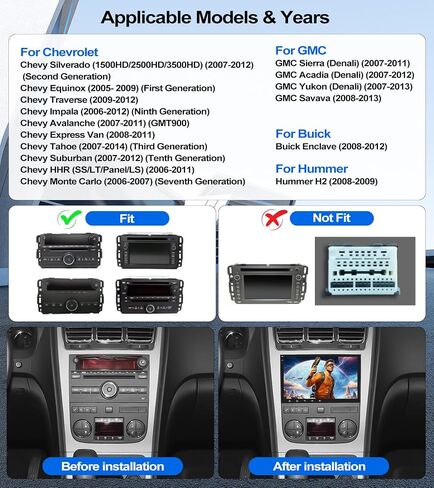 ستيريو سيارة CamECHO 2G+64G لسيارة Chevy شيفروليه سيلفرادو إكوينوكس ترافيرس تاهو جي إم سي أكاديا سييرا مع CarPlay اللاسلكي Android Auto 8 بوصة شاشة تعمل باللمس Android 13 راديو مع بلوتوث GPS FM كاميرا احتياطية in Saudi Arabia