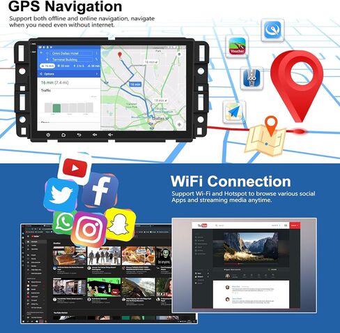 ستيريو سيارة CamECHO 2G+64G لسيارة Chevy شيفروليه سيلفرادو إكوينوكس ترافيرس تاهو جي إم سي أكاديا سييرا مع CarPlay اللاسلكي Android Auto 8 بوصة شاشة تعمل باللمس Android 13 راديو مع بلوتوث GPS FM كاميرا احتياطية in Saudi Arabia