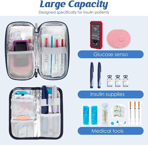 YOUSHARES Insulin Cooler Travel Case - Diabetic Insulated Organizer Portable Cooling Bag for Medication Cooling Insulation, Insulin Pen Case with 2 TSA Approved Cooler Ice Pack (Grey Gamellia) in Saudi Arabia