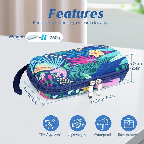 YOUSHARES Insulin Cooler Travel Case - Diabetic Insulated Organizer Portable Cooling Bag for Medication Cooling Insulation, Insulin Pen Case with 2 TSA Approved Cooler Ice Pack (Grey Gamellia) in Saudi Arabia