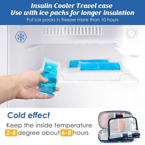 YOUSHARES Insulin Cooler Travel Case - Diabetic Insulated Organizer Portable Cooling Bag for Medication Cooling Insulation, Insulin Pen Case with 2 TSA Approved Cooler Ice Pack (Grey Gamellia) in Saudi Arabia