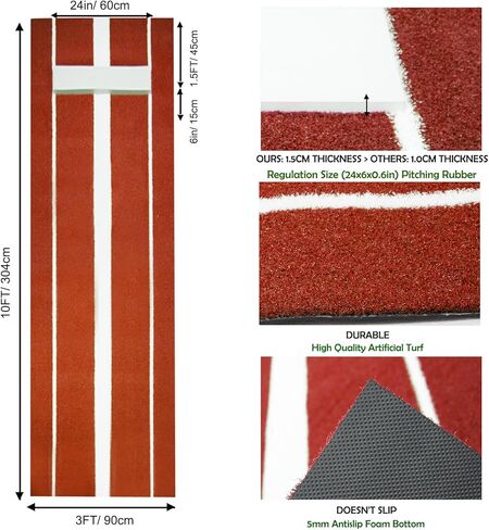 سجادة رمي الكرة اللينة مقاس 10 × 3 بوصات من Supvision مطاط رمي الكرة اللينة مع خط طاقة إسفنجي 5 مم متين وغير قابل للانزلاق in Kuwait