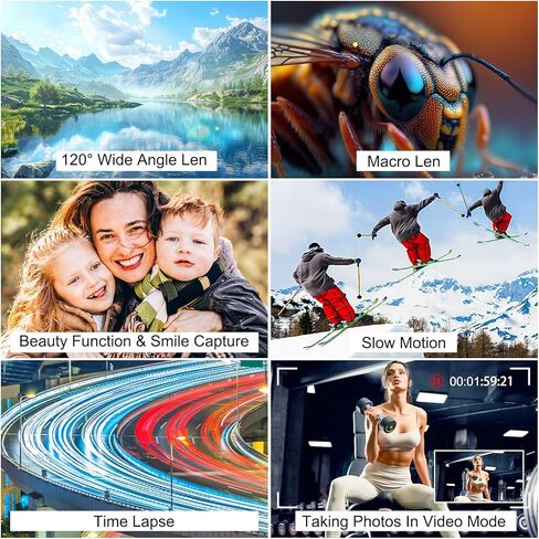 كاميرا رقمية بدقة 4K للتصوير الفوتوغرافي، كاميرا تسجيل فيديو بدقة 64 ميجابكسل بتقنية WiFi UHD لتدوين الفيديو على YouTube مع عدسة فائقة الاتساع، وشاشة قابلة للطي مقاس 3 بوصات بزاوية 180 درجة، وتكبير رقمي 18X مع بطاقة SD سعة 32 جيجابايت، وبطاريتين، باللون ا in Kuwait