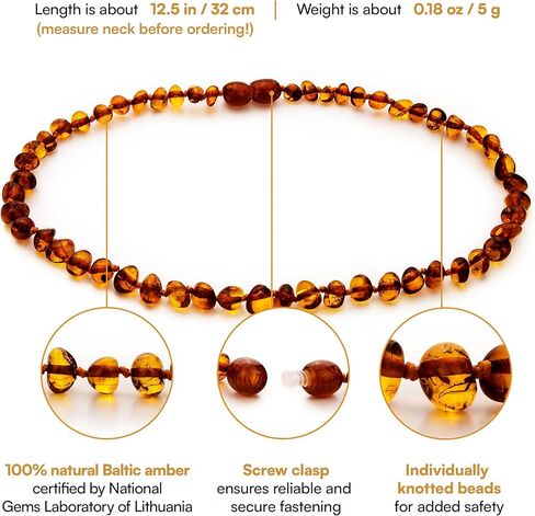 قلادة Amber Guru Baltic Amber (أصيلة ومعتمدة) - 12.5 بوصة - مجوهرات للجنسين - الحلوى (غير مصقولة) - خرز كهرمان حقيقي - فخور بتقديم عجائب بحر البلطيق الأصلية - Ambar in Kuwait