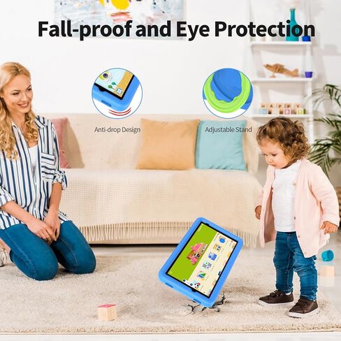 VASOUN Kids Tablet 8 inch, Android 13 Tablet for Kids, 8GB(4gb+4gb Expand) RAM 64GB ROM, Toddler Tablet with Bluetooth, 5G WiFi, Kids App Pre-Installed, EVA Shockproof Case (Blue) in Kuwait