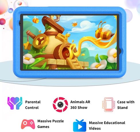 VASOUN Kids Tablet 8 inch, Android 13 Tablet for Kids, 8GB(4gb+4gb Expand) RAM 64GB ROM, Toddler Tablet with Bluetooth, 5G WiFi, Kids App Pre-Installed, EVA Shockproof Case (Blue) in Kuwait