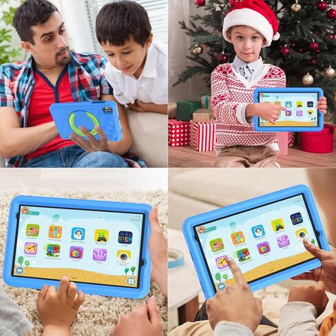 VASOUN Kids Tablet 8 inch, Android 13 Tablet for Kids, 8GB(4gb+4gb Expand) RAM 64GB ROM, Toddler Tablet with Bluetooth, 5G WiFi, Kids App Pre-Installed, EVA Shockproof Case (Blue) in Kuwait