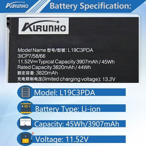 L19C3PDA Laptop Battery Replacement for Lenovo ThinkBook 14 15 (G2 ITL, G3 ACL, G2 are, G3 ITL, G4 ABA) Series L19L3PDA L19M3PDA L19D3PDA 11.52V 45Wh 3907mAh in Saudi Arabia