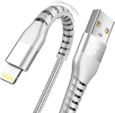 ZZT 4 Pcs 6FT Charger Cable Compatible with Lightning Cable Nylon Braided High Speed USB Charging Cord Compatible with Apple Mfi-Certified iPhone 15 14 13 Pro Max/12/11 Pro/XS/XR/X/8/7/6/iPad(Silver) in Saudi Arabia