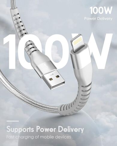 ZZT 4 Pcs 6FT Charger Cable Compatible with Lightning Cable Nylon Braided High Speed USB Charging Cord Compatible with Apple Mfi-Certified iPhone 15 14 13 Pro Max/12/11 Pro/XS/XR/X/8/7/6/iPad(Silver) in Saudi Arabia