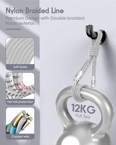 ZZT 4 Pcs 6FT Charger Cable Compatible with Lightning Cable Nylon Braided High Speed USB Charging Cord Compatible with Apple Mfi-Certified iPhone 15 14 13 Pro Max/12/11 Pro/XS/XR/X/8/7/6/iPad(Silver) in Saudi Arabia
