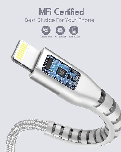 ZZT 4 Pcs 6FT Charger Cable Compatible with Lightning Cable Nylon Braided High Speed USB Charging Cord Compatible with Apple Mfi-Certified iPhone 15 14 13 Pro Max/12/11 Pro/XS/XR/X/8/7/6/iPad(Silver) in Saudi Arabia