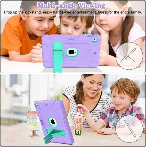 LTROP Protective Cover Case for iPad 6th/ 5th Generation & iPad Air 2 Case, iPad 9.7 Inch Case with Pen Holder and Kickstand, Purple and Green in Saudi Arabia