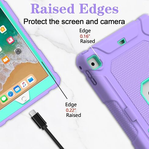 LTROP Protective Cover Case for iPad 6th/ 5th Generation & iPad Air 2 Case, iPad 9.7 Inch Case with Pen Holder and Kickstand, Purple and Green in Saudi Arabia