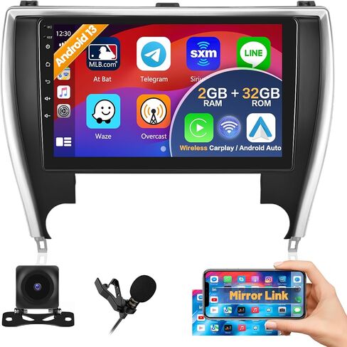 راديو شاشة Roinvou Android لسيارة Toyota Camry 2015-2017، راديو CarPlay لاسلكي مدمج مع Android Auto، شاشة لمس 10.1 بوصة داخل لوحة القيادة GPS ودعم مرآة Link BT FM AHD SWC DSP in Saudi Arabia
