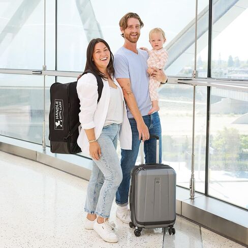 J.L. Childress Padded Compact Stroller Travel Bag - Fits UppaBaby MINU and more - Thick Padding, Expandable, Backpack Straps, AirTag Holder - Air Travel Bag for Easy Fold, Compact Strollers in Saudi Arabia