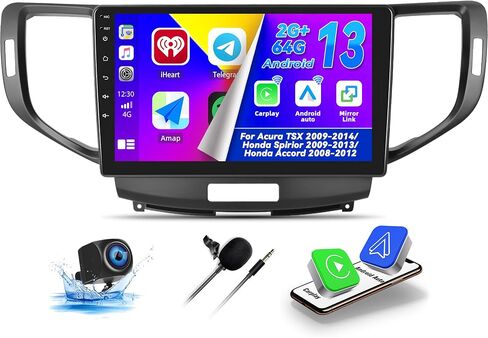 ستيريو سيارة CamECHO 2+64G Android 13 لسيارة Acura TSX 2009-2014/ Honda Spirior 2009-2013/Honda Accord 2008-2012، شاشة لمس 9 بوصات داخل لوحة القيادة GPS مع CarPlay وAndroid Auto Bluetooth WiFi RDS SWC Mirror Link in Saudi Arabia