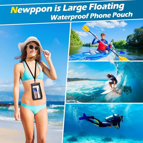 Newppon Floating Waterproof Phone Pouch : Float Clear Cell Holder Protector with Lanyard - Universal floatable Water Proof Dry Bag for iPhone 15 Pro Max Plus Samsung Galaxy S23 for Beach Swimming Pool in Saudi Arabia