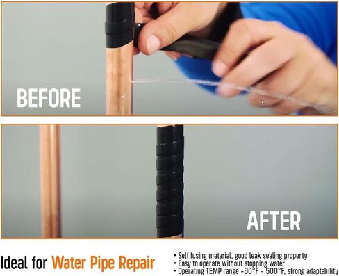 Magic Self-Fusing Silicone Rubber Tape - Waterproof Sealing for Plumbing Hose/Pipe Leaks, Soft Grip for Pull-Up Bars Dumbbells Gym Equipment Tool Wrap Electrical Cable Bandage Cord Management Straps in Kuwait