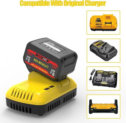 9.0Ah DCB606 20v/60v MAX استبدال البطارية لبطارية DeWalt 20v/60v DCB609 DCB612، متوافقة مع جميع أدوات الطاقة اللاسلكية والشواحن DeWalt 20v/60v in Saudi Arabia