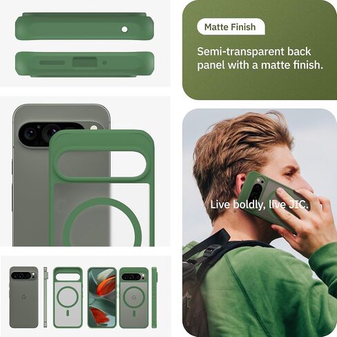 سلسلة JIC AirGuard-Mag - لحافظة Pixel 9 Pro XL - أقوى غطاء هاتف واقٍ مغناطيسي - [مغناطيس مدمج لـ Magsafe] - [مقاوم للصدمات مع وسادة هوائية] - أسود شفاف in Saudi Arabia