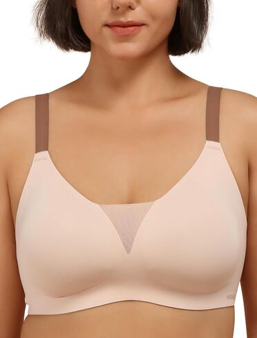 Wireless Bra with Support, Seamless Bra Comfort Everyday Bra Wire Free, Mesh Elegance Deep-V Sculpt Bra in Saudi Arabia