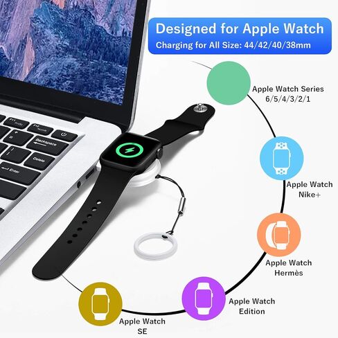 Portable Watch-Charger【MFi Certified】 Wireless iWatch-Charger for Apple Watch Magnetic USB Charger iWatch Travel Charger Wireless Charging 5W for Apple Watch Series 7 6 5 4 3 2 1/SE White in Saudi Arabia