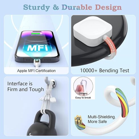 كابل شاحن الهاتف والساعة 4 في 1 من Opluz من النوع C، كابل شحن iWatch عالمي متعدد متوافق مع iPhone وiWatch وGalaxy وLighting*2+ مغناطيسي + USB C، شاحن سلك متعدد النوع C بطول 6أقدام/1.8 متر in Kuwait